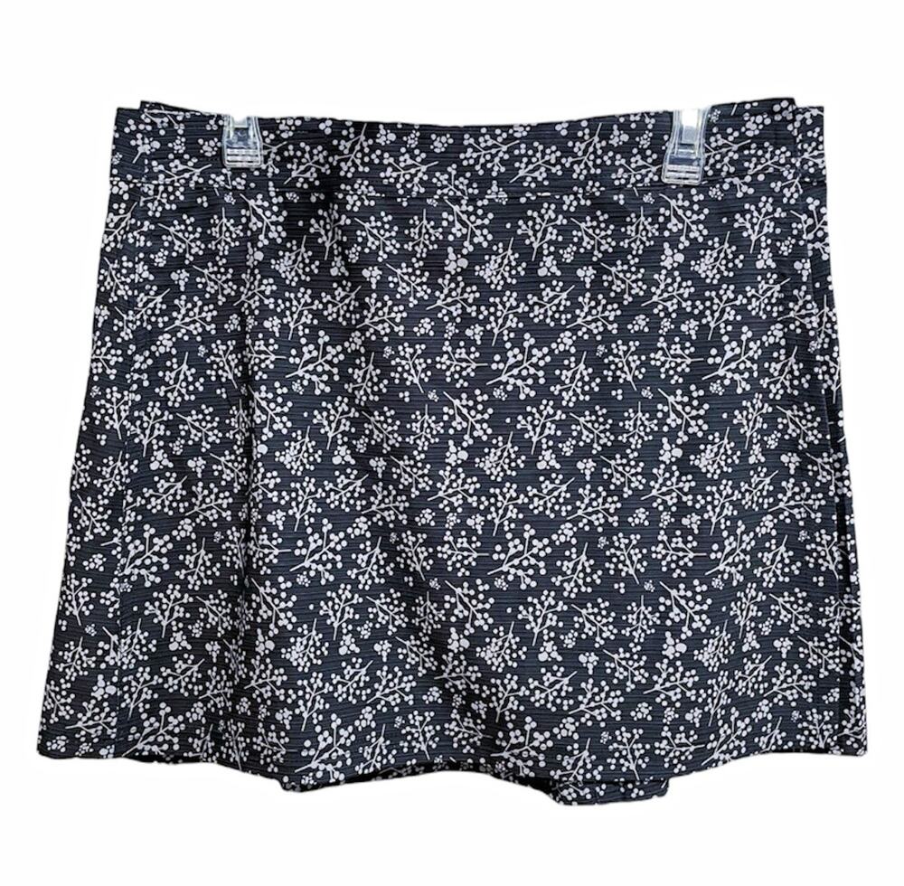 RipSkirt Hawaii Farmhouse Twigs Wrap Mini Skirt Large Length 1 Black Gray Floral